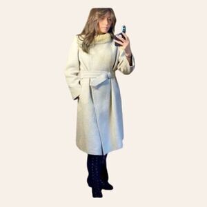 Vintage Full Length Woven Trench Coat with Fur Collar